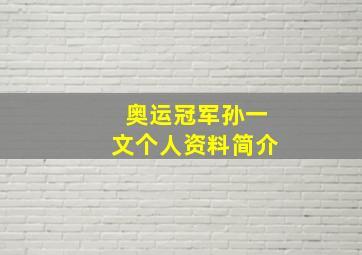 奥运冠军孙一文个人资料简介