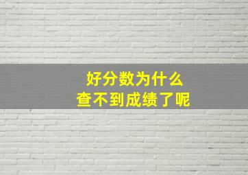 好分数为什么查不到成绩了呢