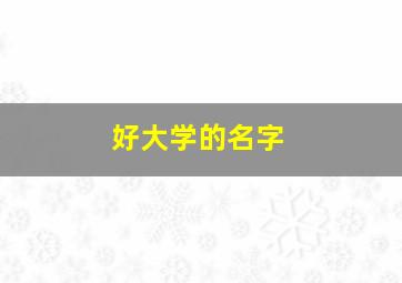 好大学的名字