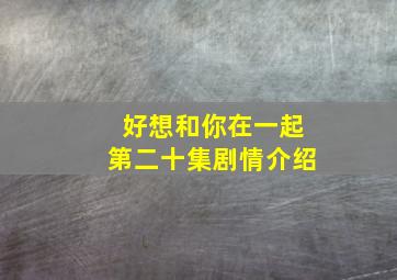 好想和你在一起第二十集剧情介绍