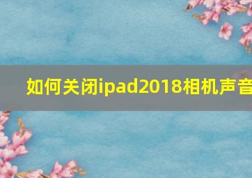 如何关闭ipad2018相机声音