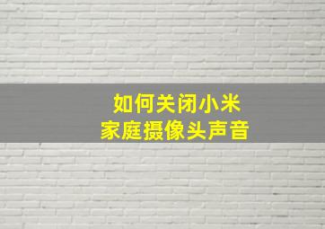 如何关闭小米家庭摄像头声音