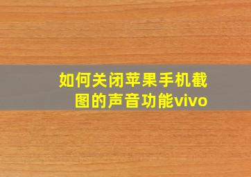 如何关闭苹果手机截图的声音功能vivo