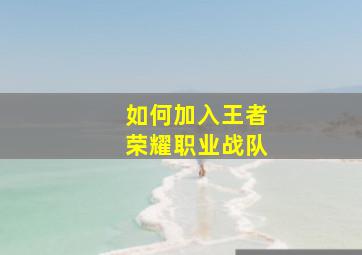 如何加入王者荣耀职业战队