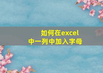 如何在excel中一列中加入字母