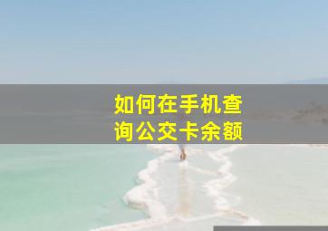 如何在手机查询公交卡余额