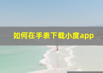 如何在手表下载小度app