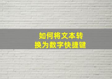 如何将文本转换为数字快捷键