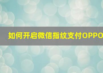 如何开启微信指纹支付OPPO