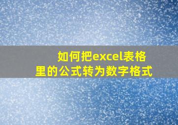 如何把excel表格里的公式转为数字格式