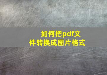 如何把pdf文件转换成图片格式