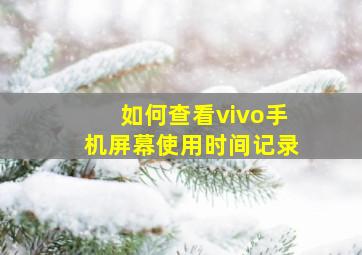 如何查看vivo手机屏幕使用时间记录