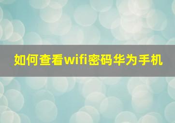 如何查看wifi密码华为手机