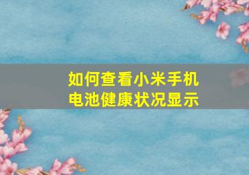 如何查看小米手机电池健康状况显示