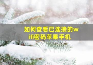 如何查看已连接的wifi密码苹果手机