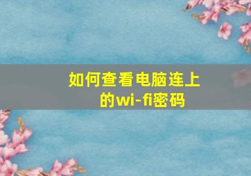 如何查看电脑连上的wi-fi密码