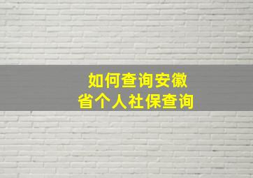 如何查询安徽省个人社保查询