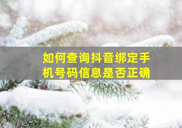 如何查询抖音绑定手机号码信息是否正确