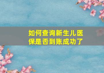 如何查询新生儿医保是否到账成功了