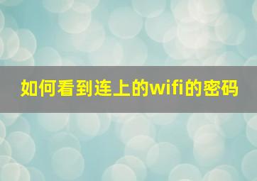 如何看到连上的wifi的密码