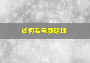 如何看电费明细