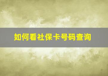 如何看社保卡号码查询