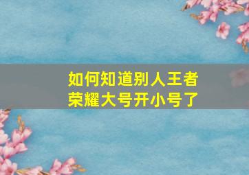 如何知道别人王者荣耀大号开小号了