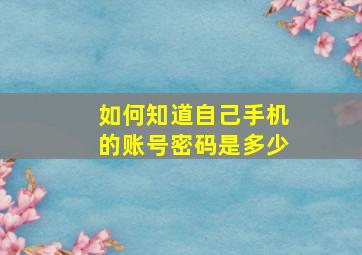 如何知道自己手机的账号密码是多少