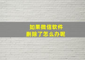 如果微信软件删除了怎么办呢