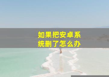 如果把安卓系统删了怎么办