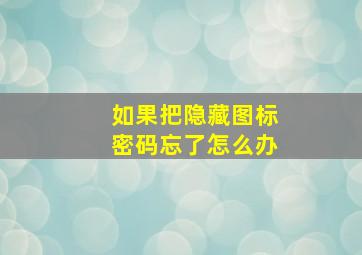 如果把隐藏图标密码忘了怎么办