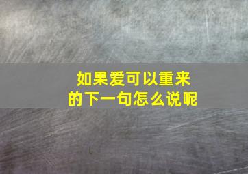 如果爱可以重来的下一句怎么说呢