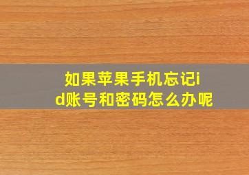 如果苹果手机忘记id账号和密码怎么办呢