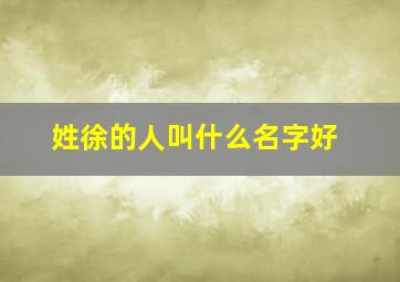 姓徐的人叫什么名字好