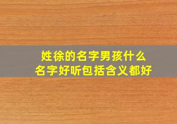 姓徐的名字男孩什么名字好听包括含义都好