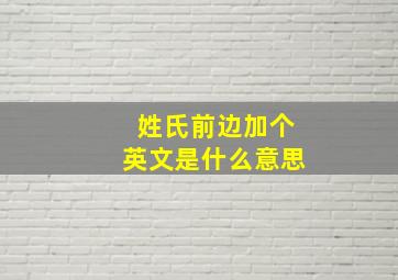 姓氏前边加个英文是什么意思