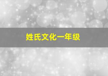 姓氏文化一年级