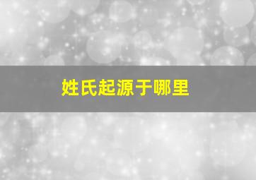 姓氏起源于哪里