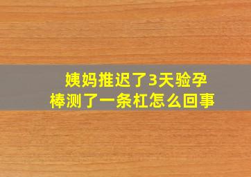 姨妈推迟了3天验孕棒测了一条杠怎么回事