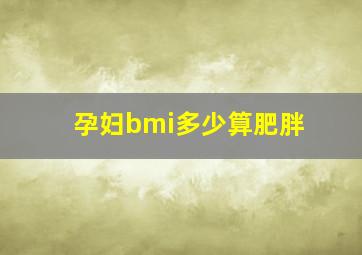 孕妇bmi多少算肥胖