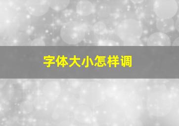 字体大小怎样调