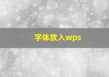 字体放入wps