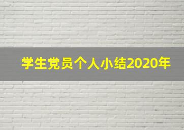 学生党员个人小结2020年