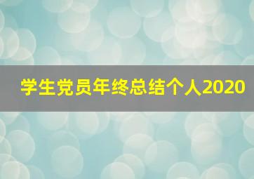 学生党员年终总结个人2020