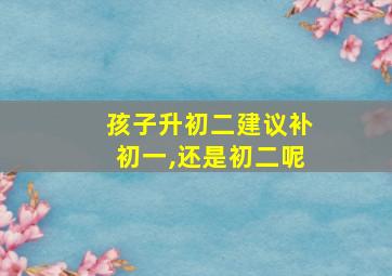 孩子升初二建议补初一,还是初二呢