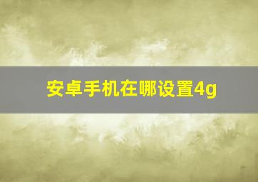 安卓手机在哪设置4g