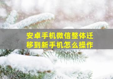 安卓手机微信整体迁移到新手机怎么操作