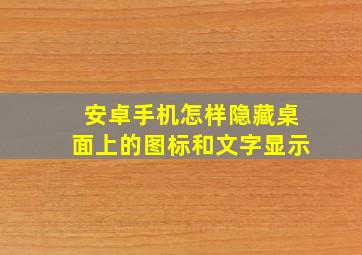 安卓手机怎样隐藏桌面上的图标和文字显示