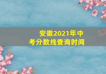 安徽2021年中考分数线查询时间