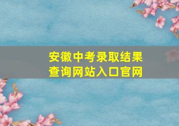 安徽中考录取结果查询网站入口官网